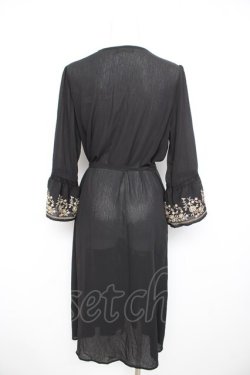 画像2: axes femme / 刺繍入りロングガウンカーディガン M 黒 Y-26-02-21-151-AX-OP-SZ-ZY