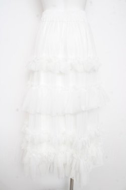 画像2: axes femme / フリルチュールティアードスカート F 白 Y-26-02-21-156-AX-SK-SZ-ZY