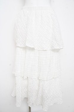 画像1: merry jenny / checkシアーテイアードスカート F 白 Y-26-02-21-157-LO-SK-SZ-ZY