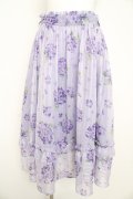 axes femme / 紫陽花柄シアーストライプスカート  ラベンダー Y-26-02-21-158-AX-SK-SZ-ZY