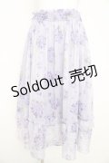 axes femme / 紫陽花柄シアーストライプスカート  ラベンダー Y-26-02-21-158-AX-SK-SZ-ZY