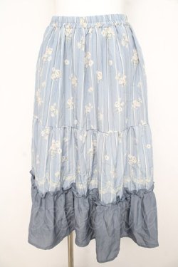 画像1: axes femme / フラワーストライプスカート  サックス Y-26-02-21-160-AX-SK-SZ-ZY