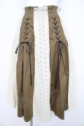 axes femme / コットンレース切替スカート M カーキ Y-26-02-21-166-AX-SK-SZ-ZY