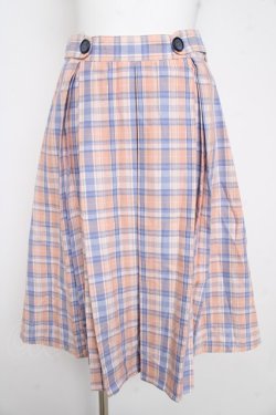 画像1: Fi.n.t / パステルチェックプリーツスカート F ピンク×サックス Y-26-02-21-172-CA-SK-SZ-ZY