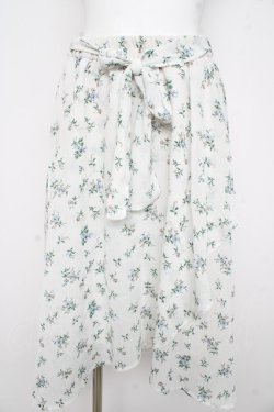 画像1: axes femme / ラッフルフリル花柄ミディスカート M 白 Y-26-02-21-173-AX-SK-SZ-ZY