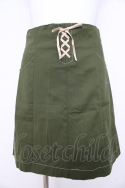 画像1: F i.n.t / フロントレースアップ小花柄フレアースカート F グリーン Y-26-02-21-175-CA-SK-SZ-ZY