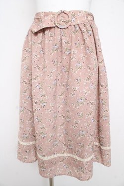 画像1: Fi.n.t / レース使い小花柄ギャザースカート F ピンク Y-26-02-21-179-CA-SK-SZ-ZY