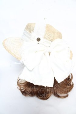 画像2: Hoshibako Works / リボン麦わらボーダーハット  白 Y-26-02-21-003-LO-AC-SZ-ZY