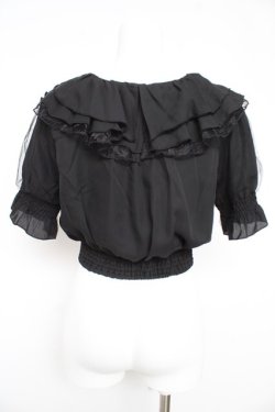 画像2: axes femme POETIQUE / フリルデザインクロップドブラウス M 黒 Y-26-02-21-016-AX-BL-SZ-ZY