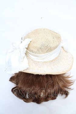 画像3: Hoshibako Works / リボン麦わらボーダーハット  白 Y-26-02-21-003-LO-AC-SZ-ZY