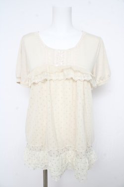 画像1: axes femme / チュール切替ラメドットプルオーバー M 生成り Y-26-02-21-021-AX-TO-SZ-ZY