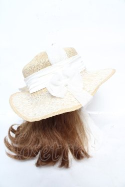 画像4: Hoshibako Works / リボン麦わらボーダーハット  白 Y-26-02-21-003-LO-AC-SZ-ZY