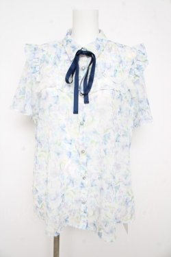 画像1: axes femme / 花柄フリルシアーブラウス  サックス Y-26-02-21-028-AX-BL-SZ-ZY