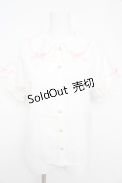 画像1: axes femme kawaii / 梯子レース半袖ブラウス  白 Y-26-02-21-029-AX-BL-SZ-ZS