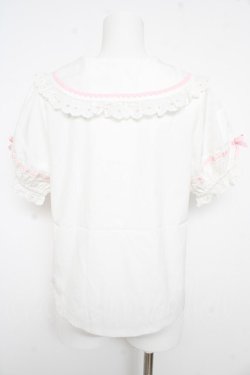 画像2: axes femme kawaii / 梯子レース半袖ブラウス  白 Y-26-02-21-029-AX-BL-SZ-ZY