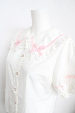 画像3: axes femme kawaii / 梯子レース半袖ブラウス  白 Y-26-02-21-029-AX-BL-SZ-ZY