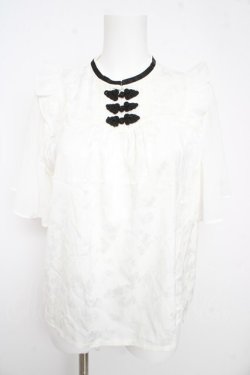 画像1: axes femme / ジャカードチャイナブラウス  白 Y-26-02-21-030-AX-BL-SZ-ZY