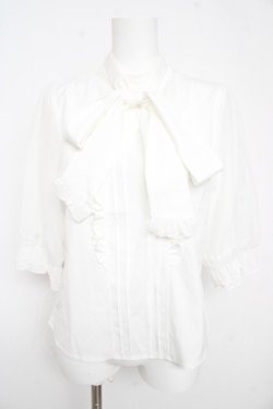 画像1: axes femme POETIQUE / ビックリボンスタンド襟ブラウス  白 Y-26-02-21-033-AX-BL-SZ-ZY