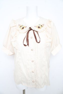 画像1: axes femme POETIQUE / ヒマワリブーケ刺繍ブラウス  生成り Y-26-02-21-037-AX-BL-SZ-ZY