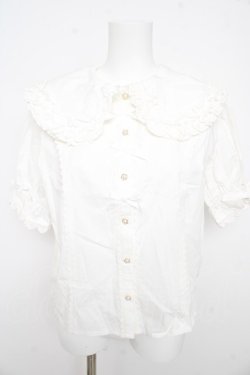 画像1: axes femme kawaii / 半袖丸襟コットンブラウス  白 Y-26-02-21-038-AX-BL-SZ-ZY