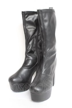 画像1: YOSUKE / 厚底ストレッチブーツ LL 黒 Y-26-02-23-039-PU-SH-SZ-ZY