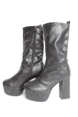 画像2: YOSUKE / 厚底ストレッチブーツ LL 黒 Y-26-02-23-039-PU-SH-SZ-ZY