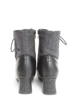 画像3: an another angelus / 細レースアップツイードコンビブーツ M グレー Y-26-02-23-043-CA-SH-SZ-ZY