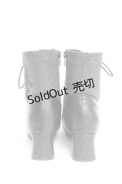 画像3: an another angelus / 細レースアップツイードコンビブーツ M グレー Y-26-02-23-043-CA-SH-SZ-ZY