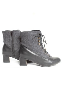 画像4: an another angelus / 細レースアップツイードコンビブーツ M グレー Y-26-02-23-043-CA-SH-SZ-ZY