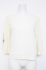 画像1: axes femme / 花刺繍チュール袖七分袖プルオーバー F オフシロ Y-26-02-23-058-AX-TO-IG-ZI (1)