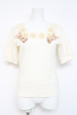 画像1: axes femme / フラワーリボンテレコTシャツ M 生成り Y-26-02-23-059-AX-TO-SZ-ZY
