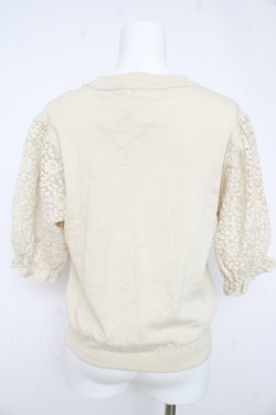 画像2: axes femme / レーススリーブ半袖ニット  ベージュ Y-26-02-23-061-AX-TO-IG-ZY