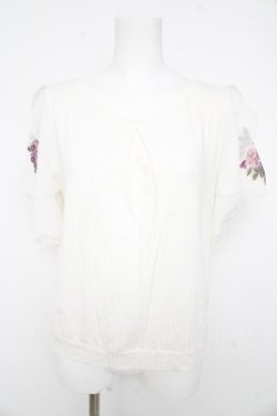 画像1: axes femme / 袖花刺繍リブプルオーバー M シロ Y-26-02-23-062-AX-TO-IG-ZY