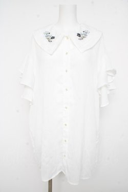 画像1: axes femme / 刺繍チュニックブラウス M 白 Y-26-02-23-064-AX-TO-SZ-ZY