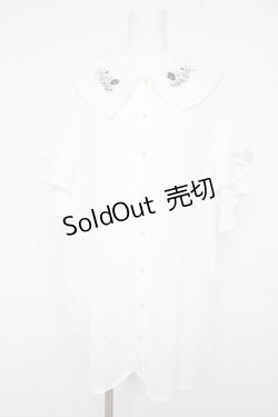 画像1: axes femme / 刺繍チュニックブラウス M 白 Y-26-02-23-064-AX-TO-SZ-ZI