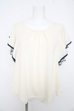 画像1: axes femme / 刺繍フレア袖トップス M キナリ Y-26-02-23-071-AX-TO-SZ-ZY