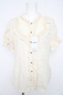 画像1: axes femme / スタンド襟レースブラウス M キナリ Y-26-02-23-072-AX-BL-SZ-ZY