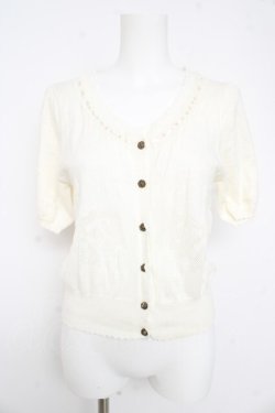 画像1: axes femme / ローズ透かしカーディガン  オフシロ Y-26-02-23-075-AX-TO-IG-ZY