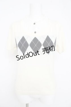 画像1: axes femme / アーガイルレイヤード風ニット M オフシロ Y-26-02-23-076-AX-TO-IG-ZY