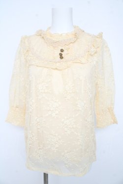 画像1: axes femme / アンティーク風レーストップス F アイボリー Y-26-02-23-077-AX-TO-IG-ZY