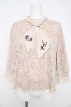 画像1: axes femme / ボウタイレースプルオーバー Ｍ ベージュ Y-26-02-23-078-AX-TO-IG-ZY