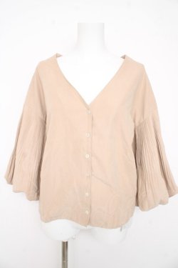 画像1: axes femme / 消しプリーツボリューム袖ブラウス M ベージュ Y-26-02-23-081-AX-BL-IG-ZY