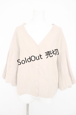 画像1: axes femme / 消しプリーツボリューム袖ブラウス M ベージュ Y-26-02-23-081-AX-BL-IG-ZT495