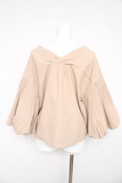 画像2: axes femme / 消しプリーツボリューム袖ブラウス M ベージュ Y-26-02-23-081-AX-BL-IG-ZY