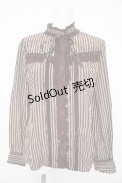 画像1: axes femme / レジメンタル柄ブラウス  茶 Y-26-02-23-086-AX-BL-SZ-ZY