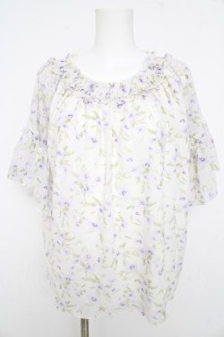 画像1: axes femme / 花柄エスパンディプルオーバー  オフシロ×ラベンダー Y-26-02-23-088-AX-TO-IG-ZY