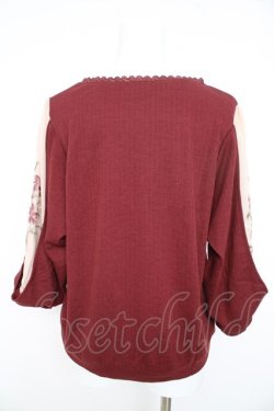 画像2: axes femme / ７分袖花刺繍プルオーバー M ワイン Y-26-02-23-093-AX-TO-IG-ZY