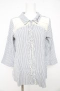 axes femme / 刺繍入り七分袖シャツ M シロ×グレー Y-26-02-23-100-AX-BL-IG-ZY