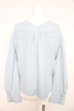 画像2: axes femme POETIQUE / ドロストデザイン肩あきブラウス M サックス Y-26-02-23-102-AX-BL-SZ-ZY