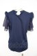 画像2: axes femme / 刺繍襟半袖トップス M ネイビー×オフシロ Y-26-02-23-104-AX-TO-IG-ZY (2)